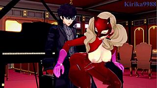 futaba sakura and ann takamaki and ren amamiya have intense sex in persona 5 hentai
