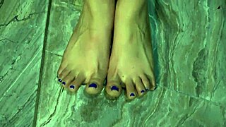 Wow, Foot Fetish Bunny Showing Soles and Blue Nails!