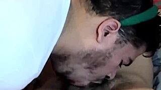 Overwhelmed by desire, they sneak to the room for passionate gay sex with a hunk