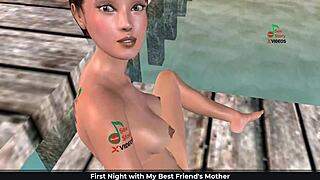 English audio story of cute girl on beach in 3d cartoon.