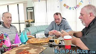 Old Man Bangs Seductive Young 18+ Babe on His Birthday Celebration