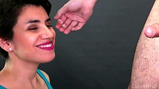 She Licks the Cum Off Her Hand After Blowjob