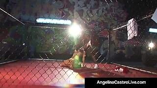 BBW Angelina Castro Sucks Nat Turnher's BBC in a Fight Cage