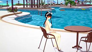 Yor Forger in bikini pool sex, free POV spy from Spy x Family and Genshin Impact fantasy.