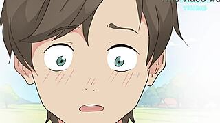 minecraft peasant shows boobs to steve in hentai cartoon parody