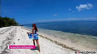 Girlfriend Gives Blowjob on Public Beach, Leading to POV Fuck with Friend