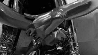 hey, check out these fetish boots, latex gloves, and shiny leggings!