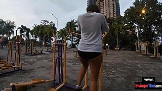 My Thai teen 18+ girlfriend, uh, gives me blowjob after workout, so hot!