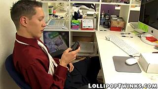 Two naughty twinks in hardcore butt session at office