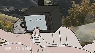 Hey, check out this TV woman and cameraman in a wild sex animation! 😏
