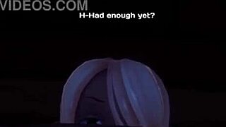 hot anime elf teen 18+ sits on face then gets titjob in cosplay game