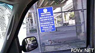 Lustful babe bathes in shower then licks balls and enjoys pussy play