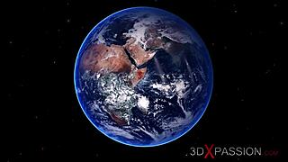 damn, watching this female cyborg bang a horny girl in space is wild