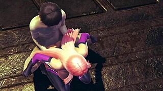 Makai Kishi from Taimanin Asagi 3 gets her tight 18+ pussy pounded hard in spooning pose