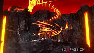 Devil bangs hot girl in hell's fiery pit
