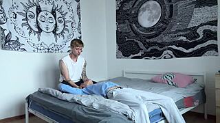 fucked the tight ass of a sweet twink on the bed