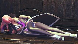 Makai Kishi from Taimanin Asagi 3 gets her tight 18+ pussy pounded hard in spooning pose