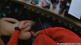 Quickie Teen in Glasses Gets Shaved Pussy