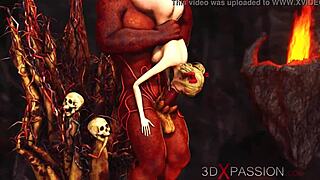 Devil bangs hot girl in hell's fiery pit