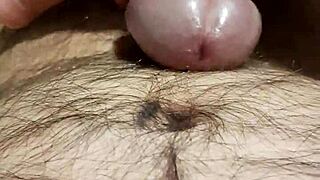 Solo boy performs cumshot demonstration