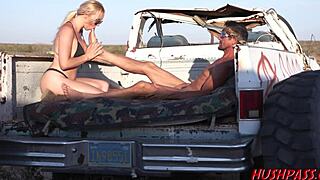 pretty paisley gets fucked in the bed of a pickup truck