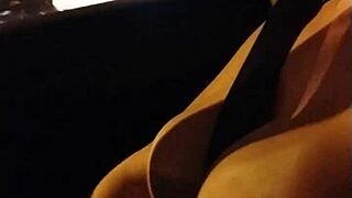 Peruvian brunette shows big tits in São Paulo traffic