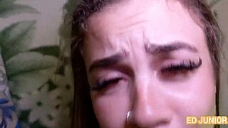 cam girl in lingerie gets bent over for interracial action