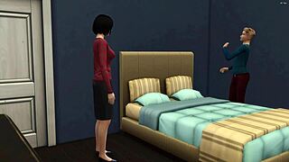 Japanese stepmom catches stepson jerking, then fucks him hard