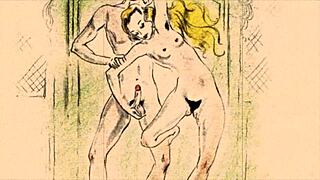 Vintage Illustration Of Erotic Art From The Past.