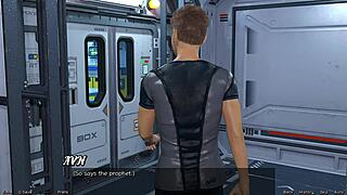 Stranded in space, she gives public handjob to crew member.