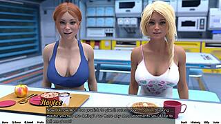 Stranded in space, she gives public handjob to crew member.