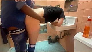 Fast Food Manager Screams As She Gets Smashed In The Bathroom! Bent Over For Intense Domination.
