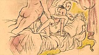 Vintage Illustration Of Erotic Art From The Past.