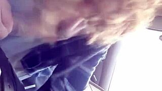 i give a morning blowjob to my buddy in the car, swallowing his big monster cock mouthful