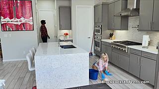 Pound teen cleaner's pussy!