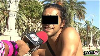 brunette amateur licks monster cock outdoor