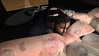 In Second Life, a black man fucks a Latina woman in a nightclub.