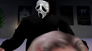 Who screams louder in Scream 25 parody blowjob scene?