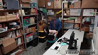 petite emo teen gets double penetration with strapon in uniform after stealing