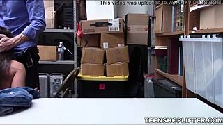 Teenshoplifter Latina teen makes deal with officer for quick fuck