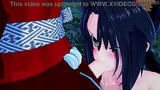 Why is Akeno blindfolded giving that bj to Kuroka in this hsdxd ntr madness?