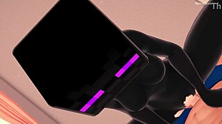 Novia dresses up as Enderman for bed gaming fun