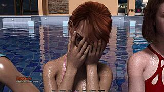 my dorm 4 - games in pool - mark playin with his stepsister and her friends