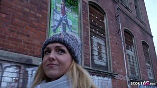 Young Amelie tricked into fucking for money after street casting