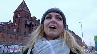 Young Amelie tricked into fucking for money after street casting