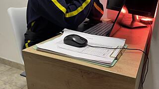 so i got the shy security guard to film porn, total mess