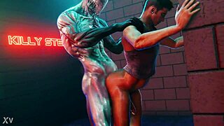 Who is Dante battling Walrider in this intense hentai showdown?