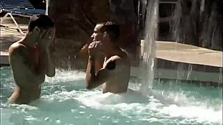 Intense Blowjob and Anal Action at Beach Pool