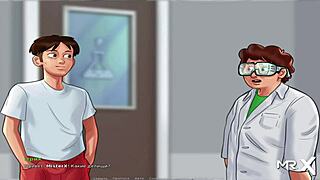 I noticed the teacher's reaction to my cock size anomaly in Summertime Saga