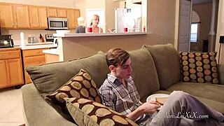 female training with mature shaved milf getting facial.